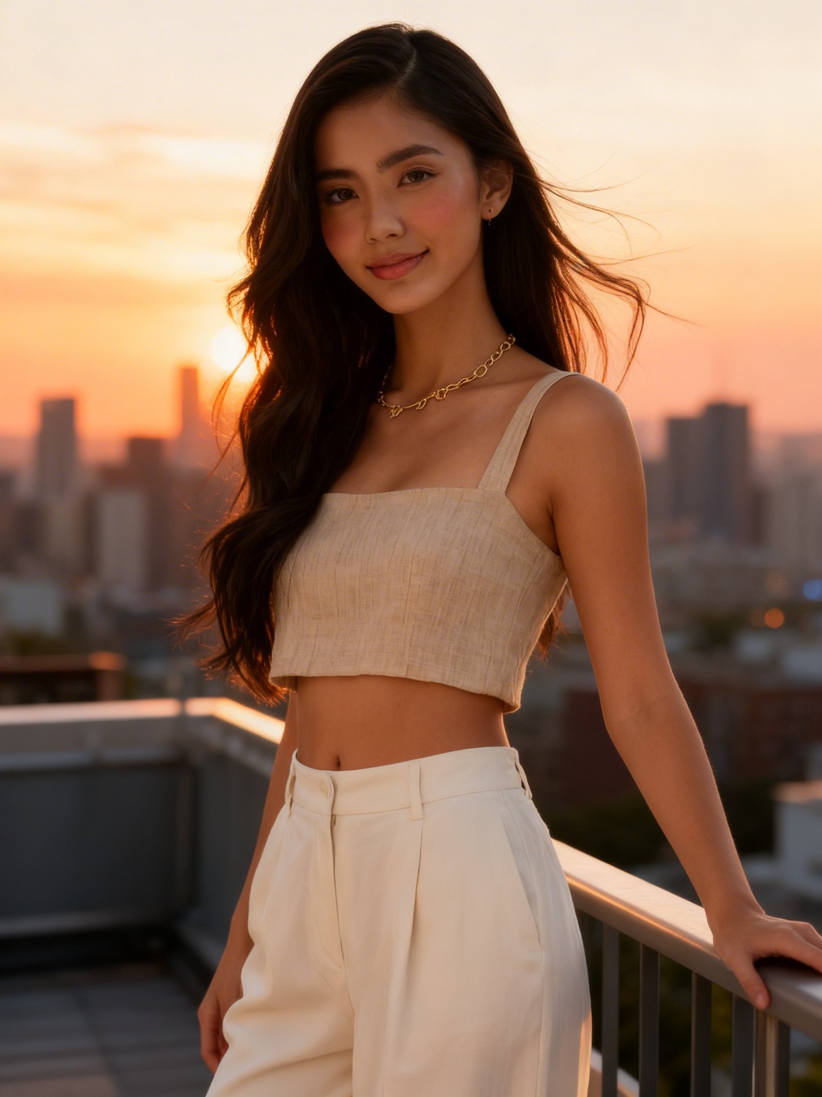 AI clone on rooftop at sunset — Create your clone