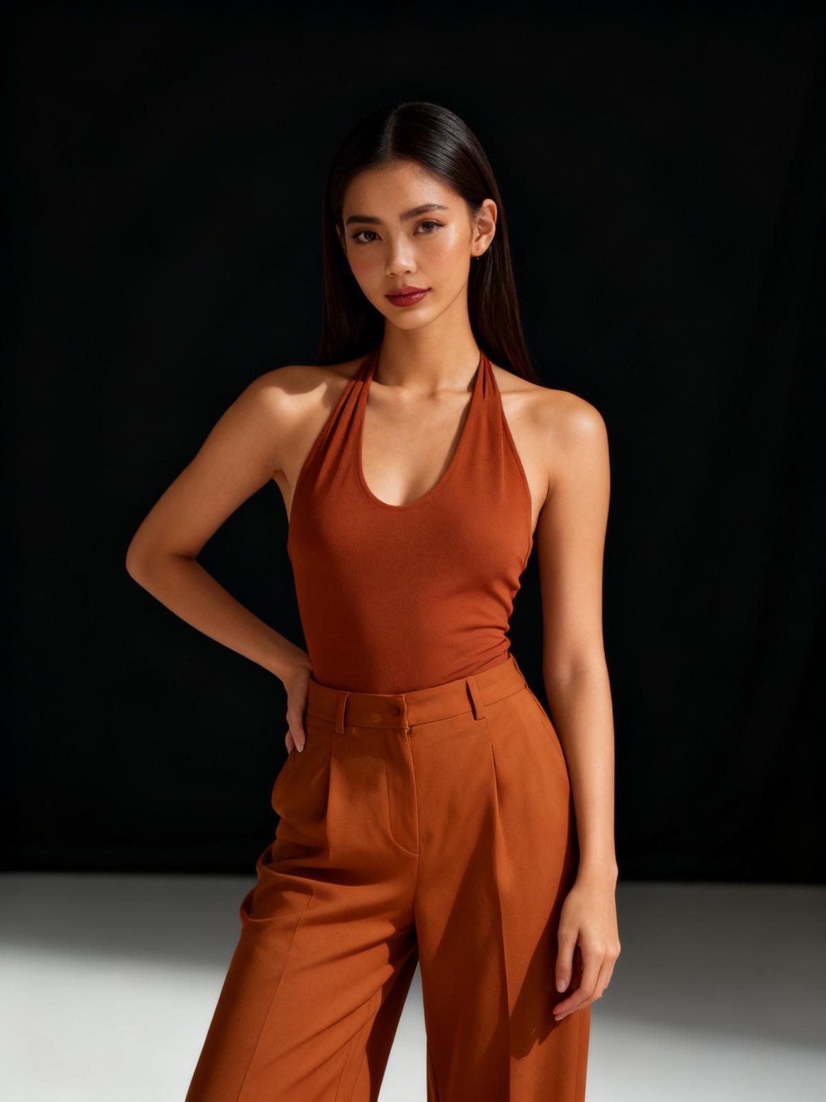 Post using the system — confident woman in studio